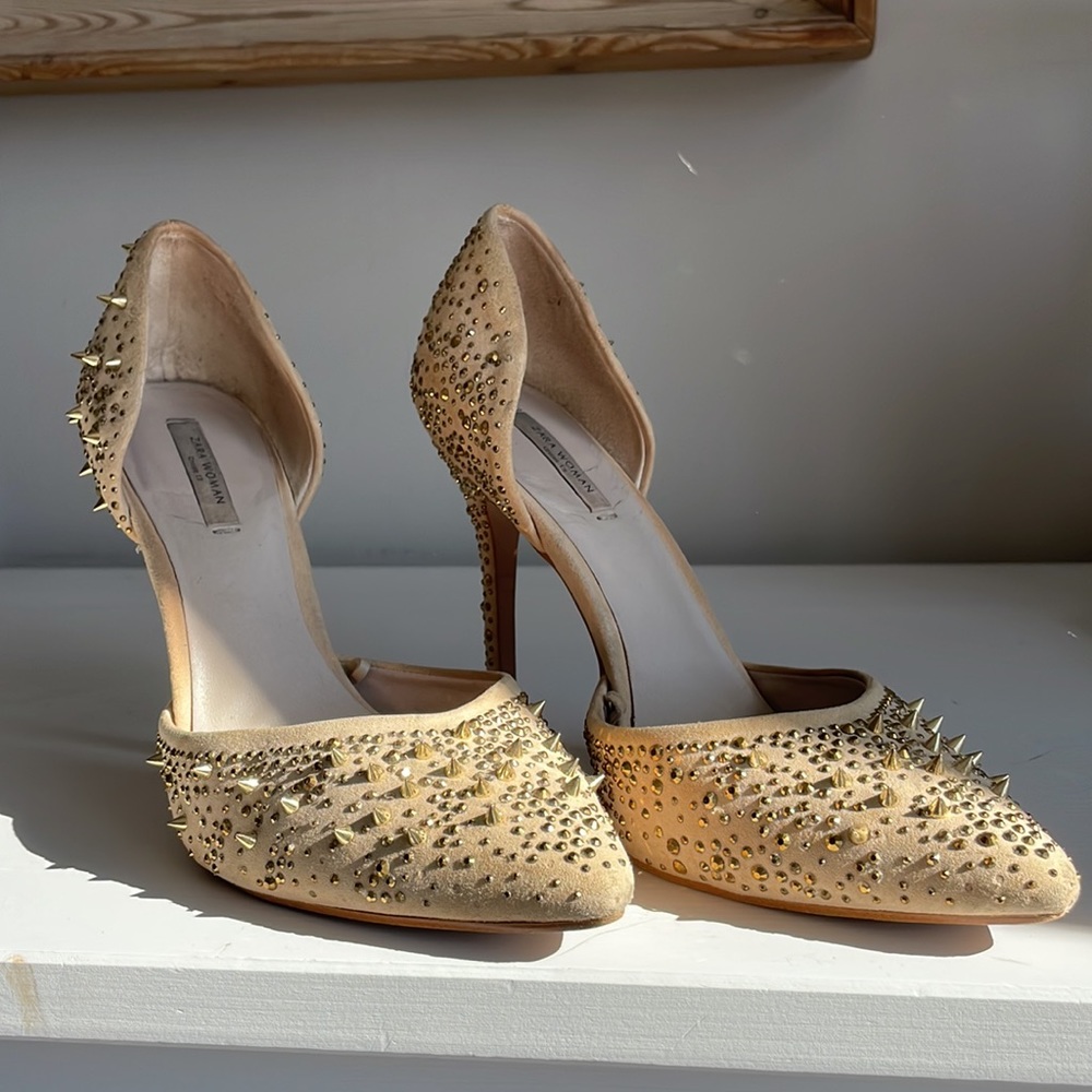 ✨Gold Sparkle & Spikes size 8 Zara Heels